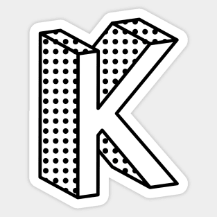 3D Ben Day Dot Isometric Letter K Sticker